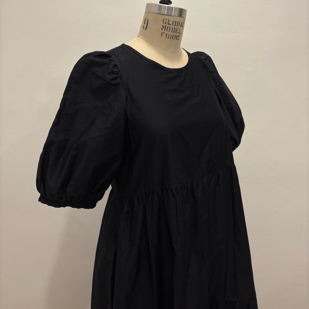 Zara Black Long Sleeve Dress with Puff Sleeves